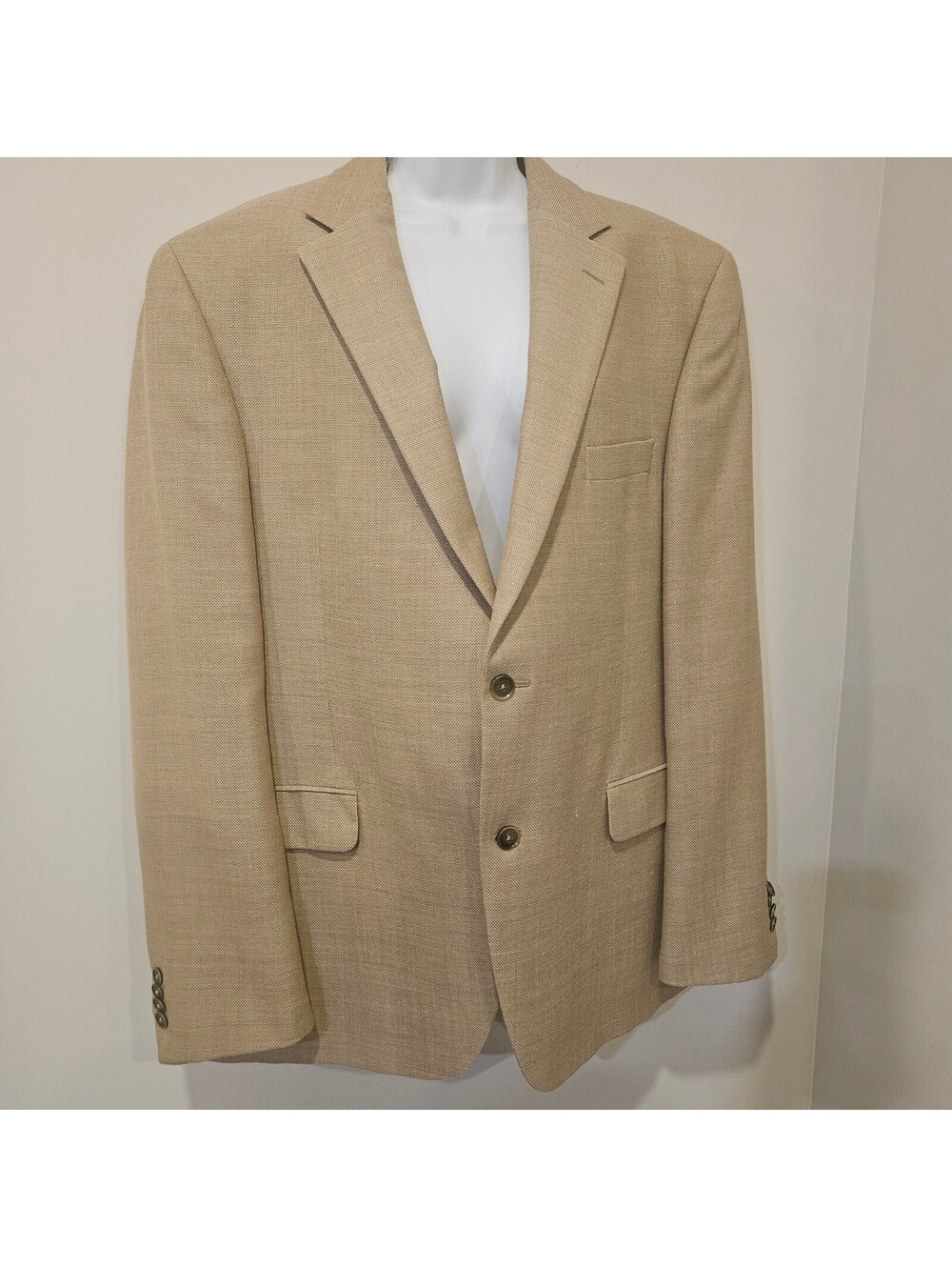 Jack Victor 44R Wool Silk Linen Sport Coat Blazer Tan Beige Texture Weave Canada